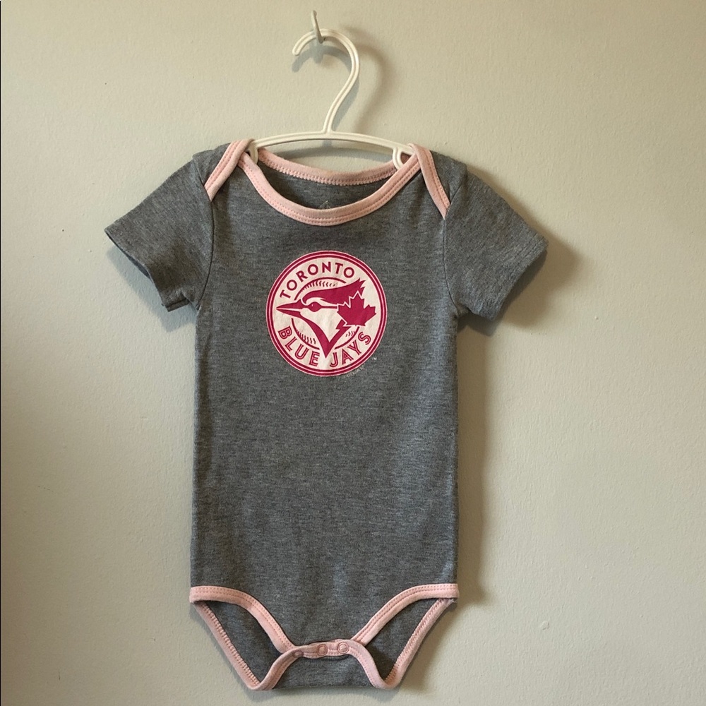 MLB Toronto Blue Jays Gray and Pink Baby Bodysuit